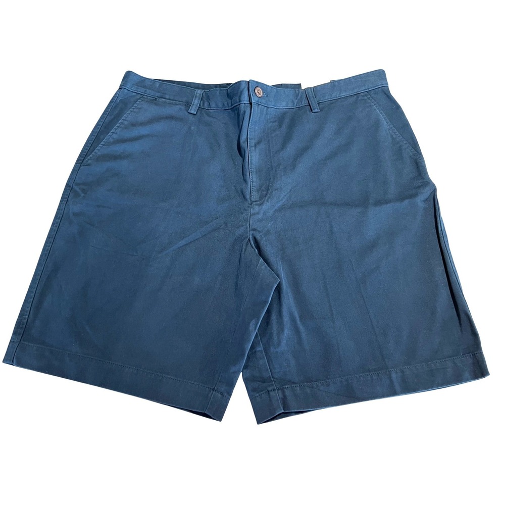 Lands' End Mens 40 Traditional Fit Chino Shorts Lunar Navy Blue NWT 100% Cotton